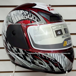 Casco Integral RACE Cerrado Rojo Metalico c/ Blanco - Talla XL