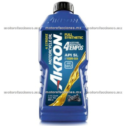 Aceite Akron 4T Sintetico 100% Multigrado SAE 15W50 Tipo JASO MA2 - 946 ml