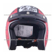 Casco tipo 3/4 Vintage Rojo-Blanco Mate con Diseño talla L
