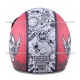 Casco tipo 3/4 Vintage Rojo-Blanco Mate con Diseño talla L