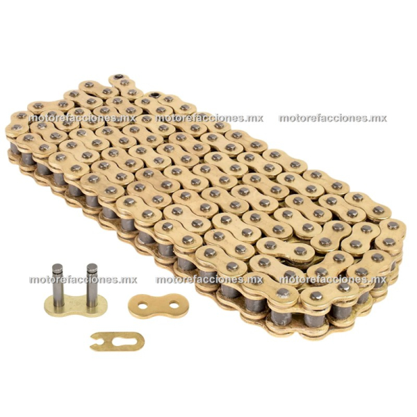 Cadena de Traccion 428Hx136 REFORZADA y DORADA - Italika EX200 - RT200 - RC200 - DM200 - Yamaha YBR125