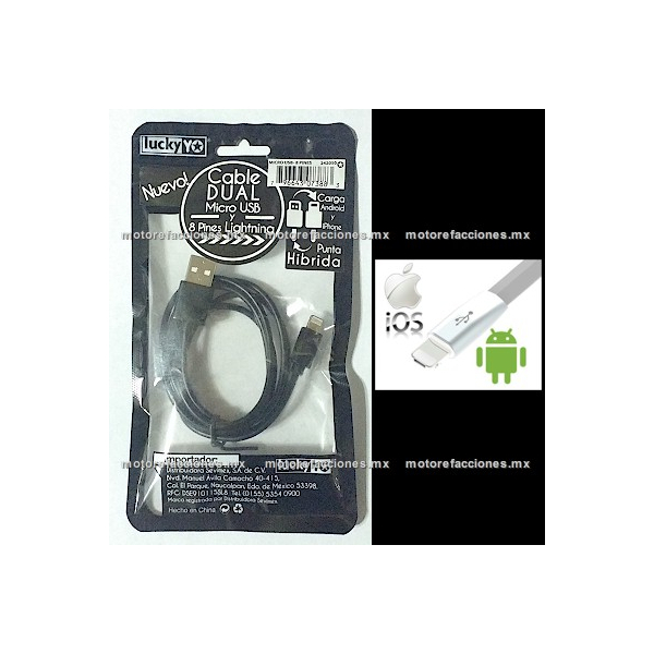 Cable Hibrido Android / IOS Micro USB para Celular (blanco)