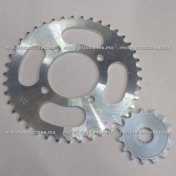 Kit de Sproket y Piñon - (/T ) - Italika TC250 - Suzuki GN250 (1 solo pistón)