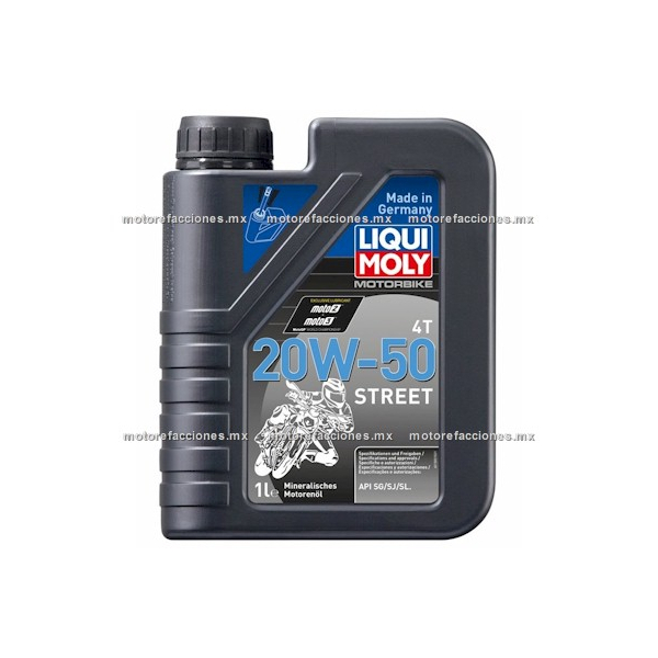 Aceite Liqui Moly Street 4T Multigrado SAE 20W50 Tipo JASO MA2 (946 ml)