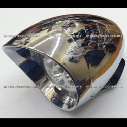 Faro Universal Cromado - Motocicletas tipo Custom Hyper-LED 6 Unidades - Largo Alcance y Bajo Consumo