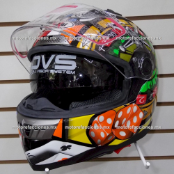 Casco Cerrado CERTIFICADO (Negro c/ Graficos Poker) talla G - Doble Visor