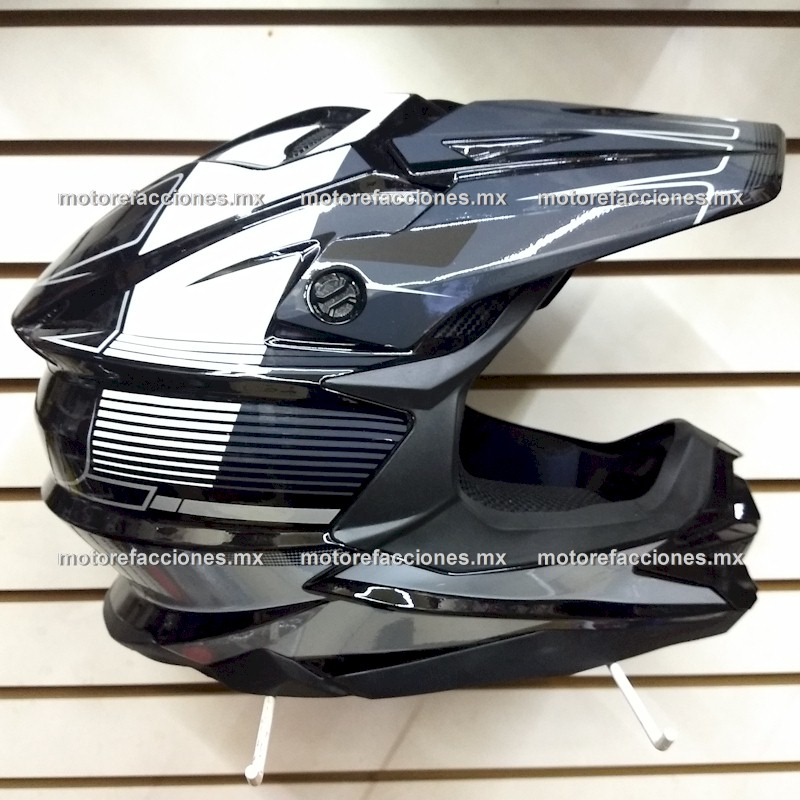 Casco Integral Cross Half Talla M Negro Brillante
