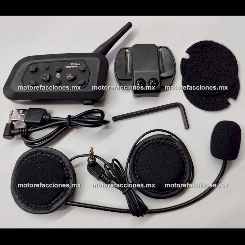 Intercomunicador Bluetooth Stereo p Casco Moto GPS Musica Llamadas Radio SEMINUEVO Motorefacciones.Mx