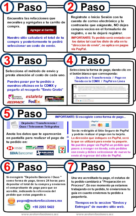 Proceso de Compra en Motorefacciones.mx